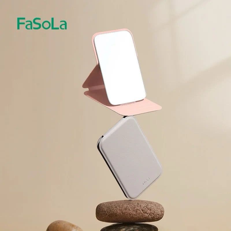 Fasola Portable Simple Cosmetic Mirror Desk Mirror Folding Portable Makeup Princess